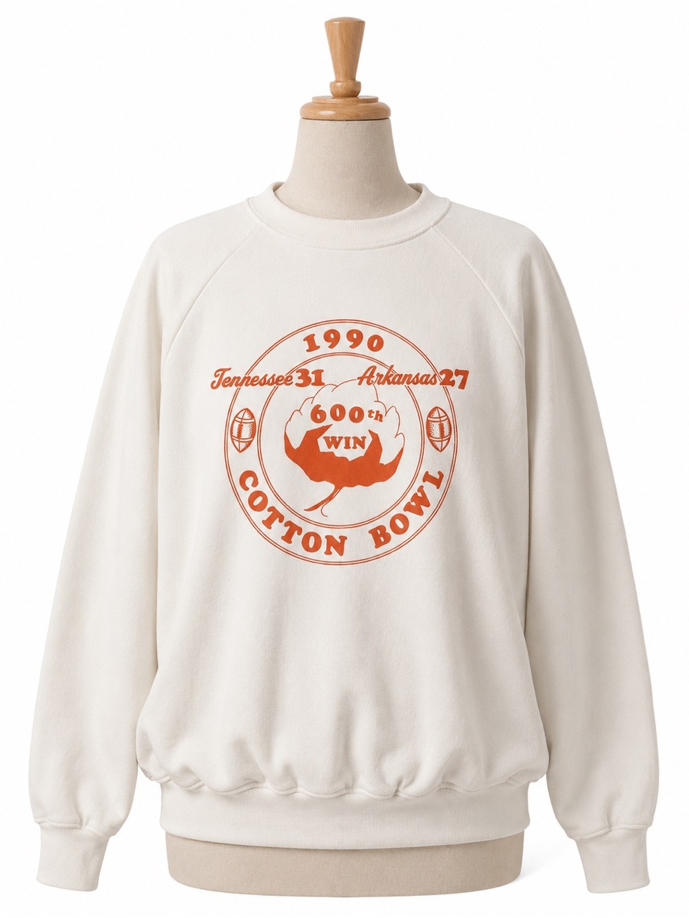 Vintage UT Tennessee Vols 1990 Cotton Bowl Sweatshirt 600th Win vs. Arkansas
